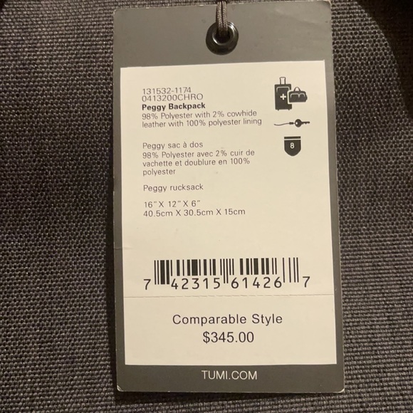 SOLD SOLD SOLD!!! Authentic Tumi Peggy Backpack - Picture 7 of 7